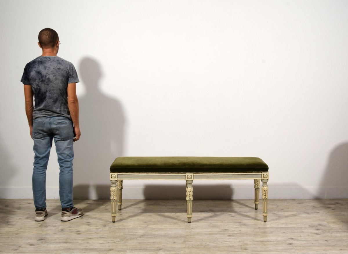 Neoclassical Lacquered Wood Bench, Piedmont, Late 18th Century-photo-6