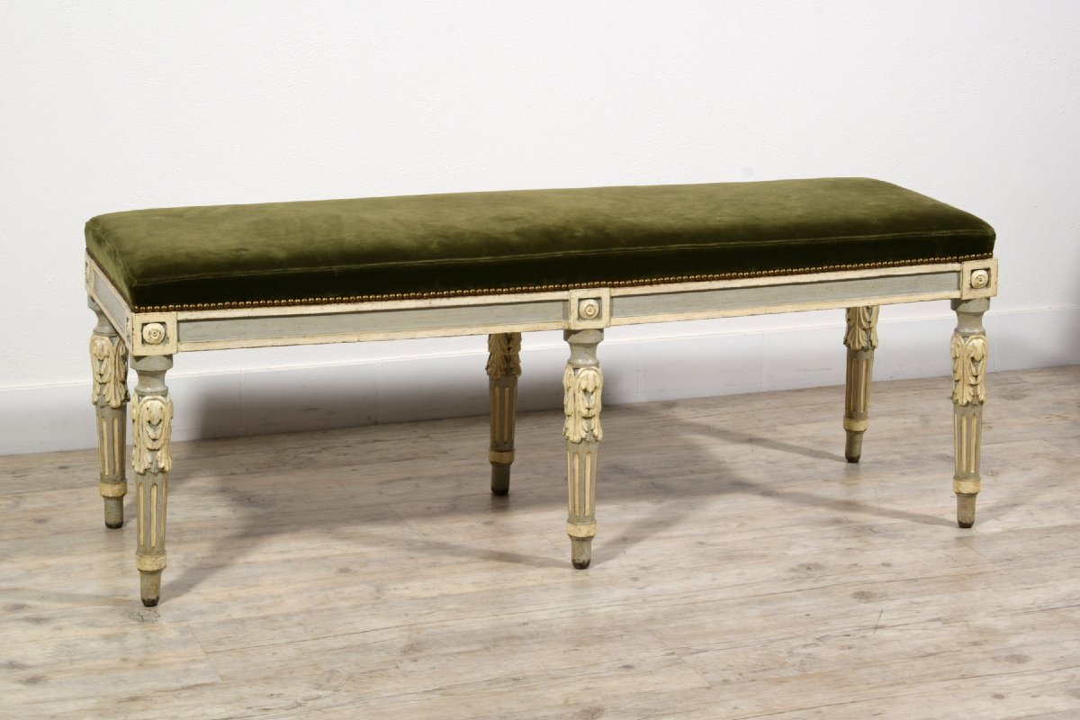 Neoclassical Lacquered Wood Bench, Piedmont, Late 18th Century-photo-7