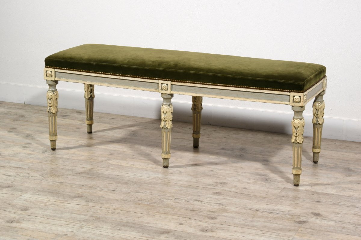 Neoclassical Lacquered Wood Bench, Piedmont, Late 18th Century-photo-8