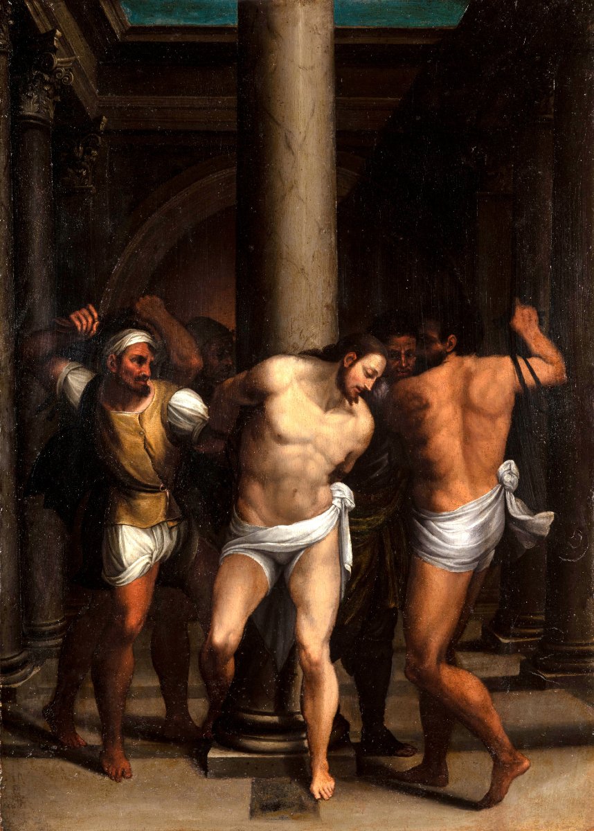 The Flagellation Of Christ, By A Roman Painter From The Second Half Of The 16th Century, Oil On Panel-photo-2