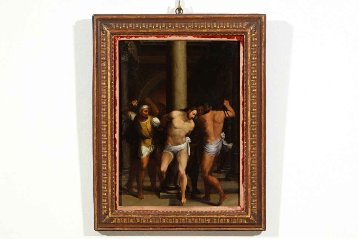 The Flagellation Of Christ, By A Roman Painter From The Second Half Of The 16th Century, Oil On Panel-photo-4