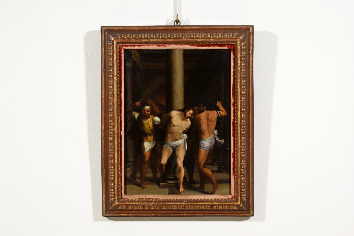 The Flagellation Of Christ, By A Roman Painter From The Second Half Of The 16th Century, Oil On Panel-photo-7