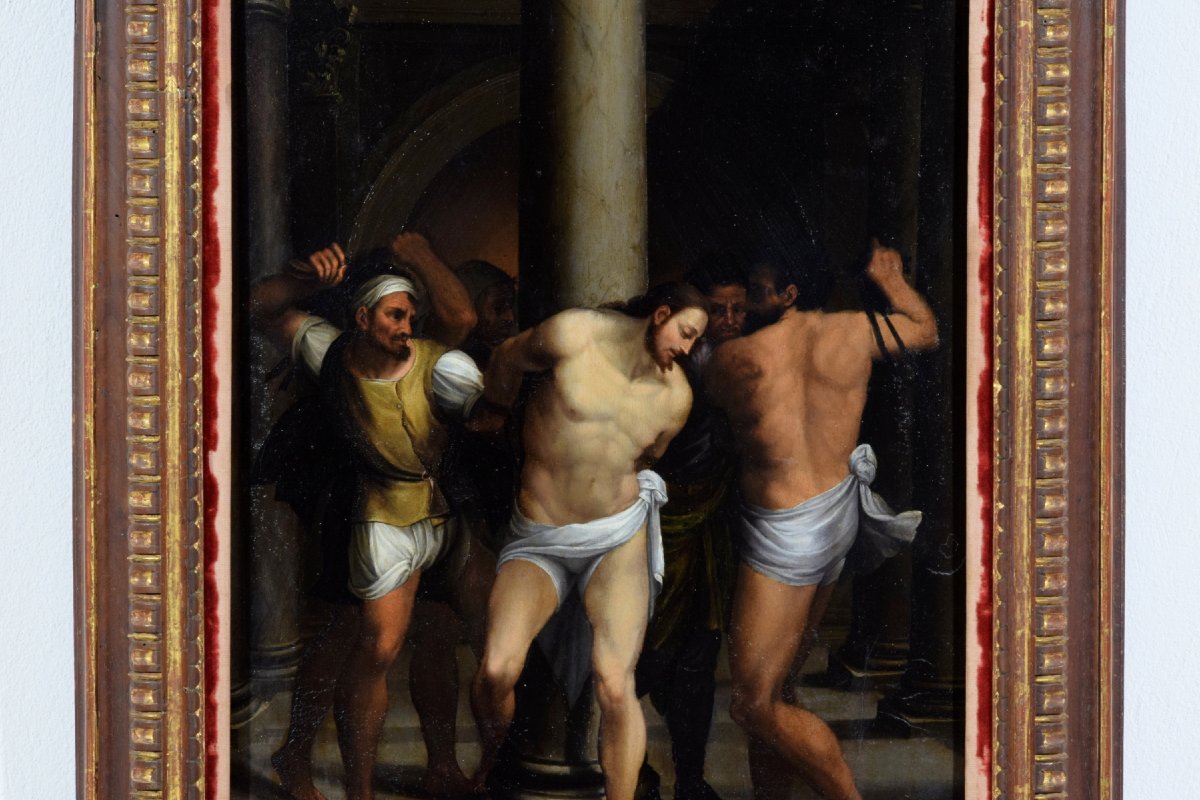 The Flagellation Of Christ, By A Roman Painter From The Second Half Of The 16th Century, Oil On Panel-photo-8