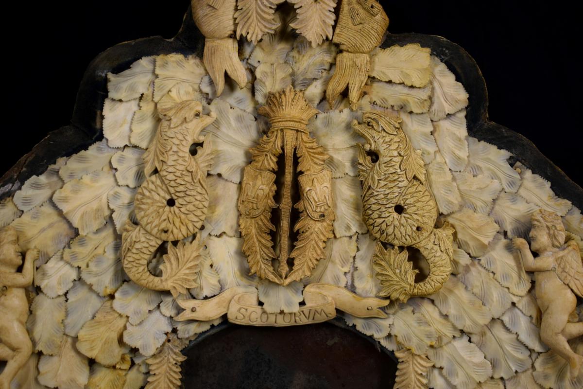 Pair Of Important And Rare Carved Bone Mirrors, France, Dieppe Manufacture, Mid 19th Century-photo-4