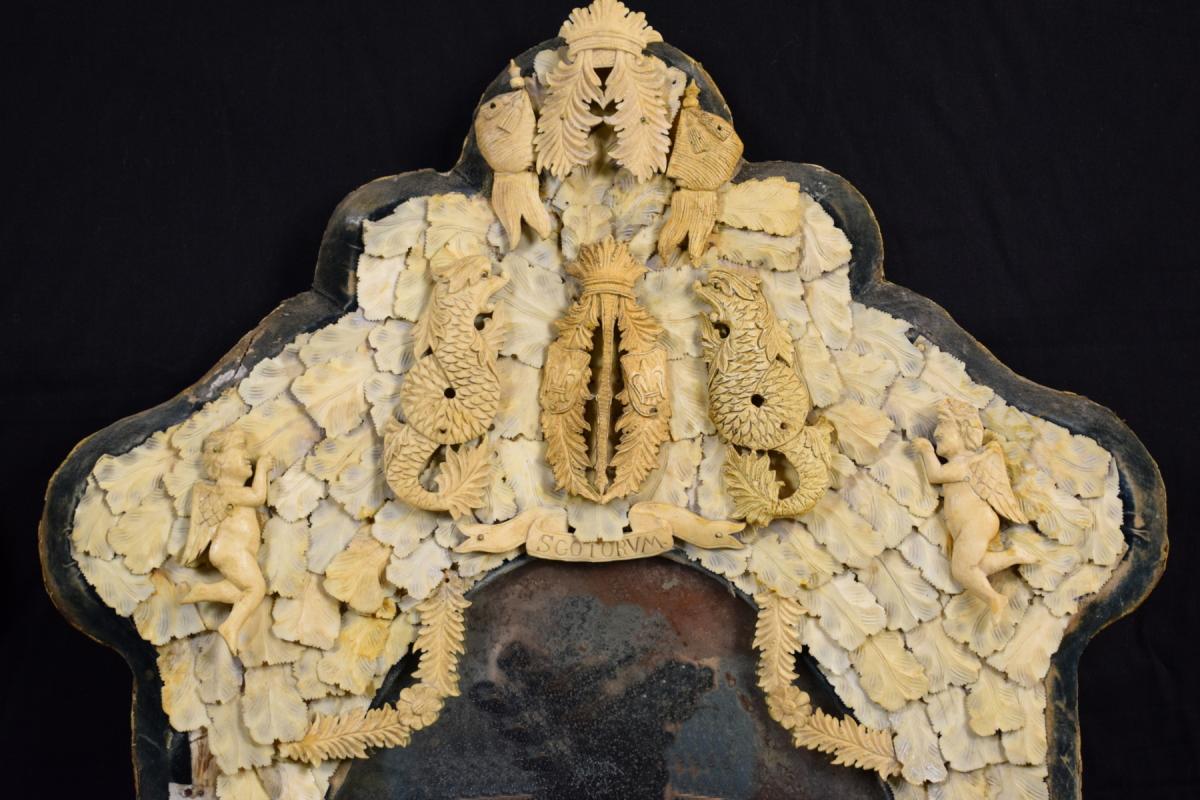 Pair Of Important And Rare Carved Bone Mirrors, France, Dieppe Manufacture, Mid 19th Century-photo-1