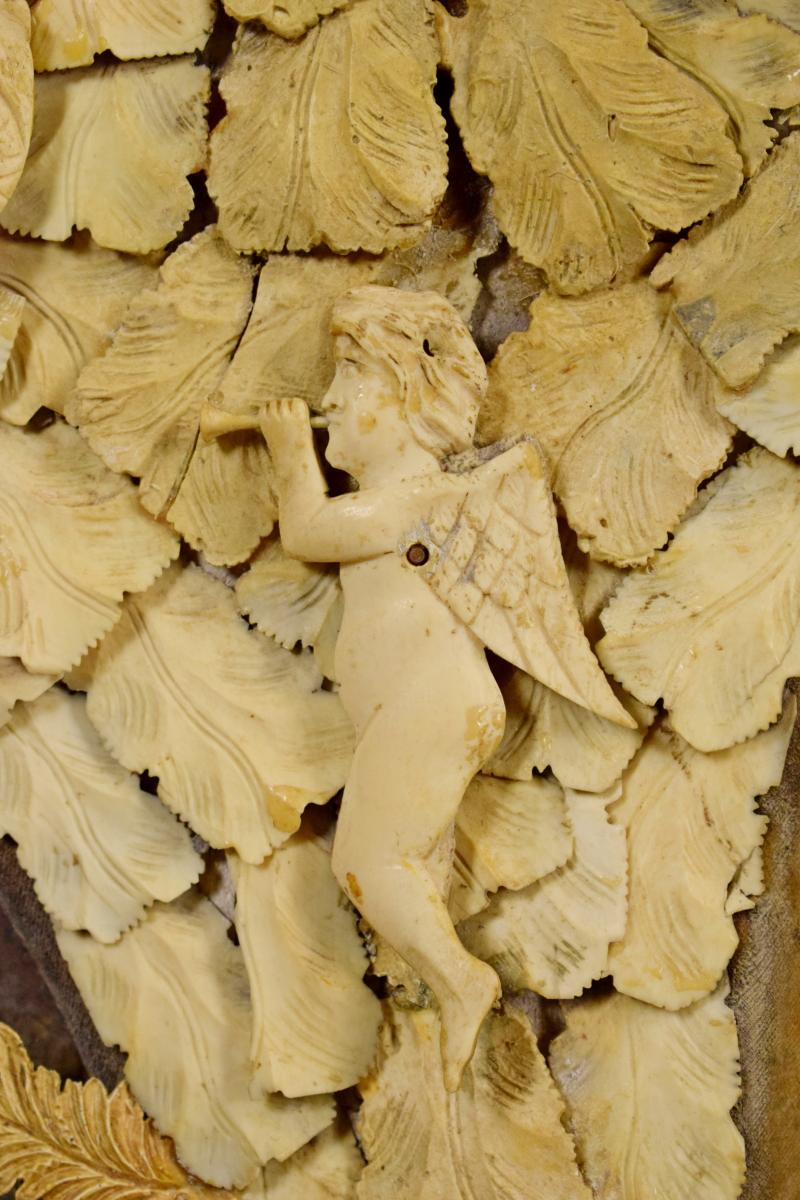 Pair Of Important And Rare Carved Bone Mirrors, France, Dieppe Manufacture, Mid 19th Century-photo-3