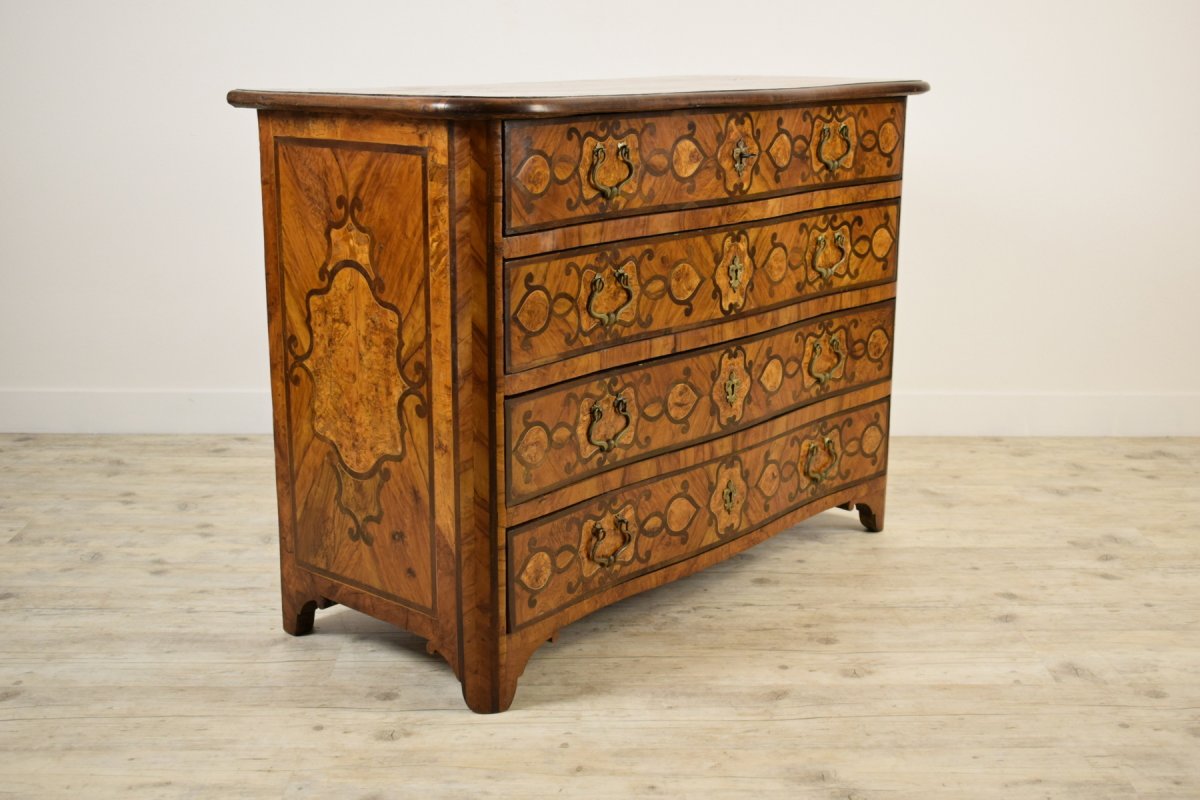 Italian Olive Wood Paved And Inlaid Cest Of Drawers, 18th Century-photo-2