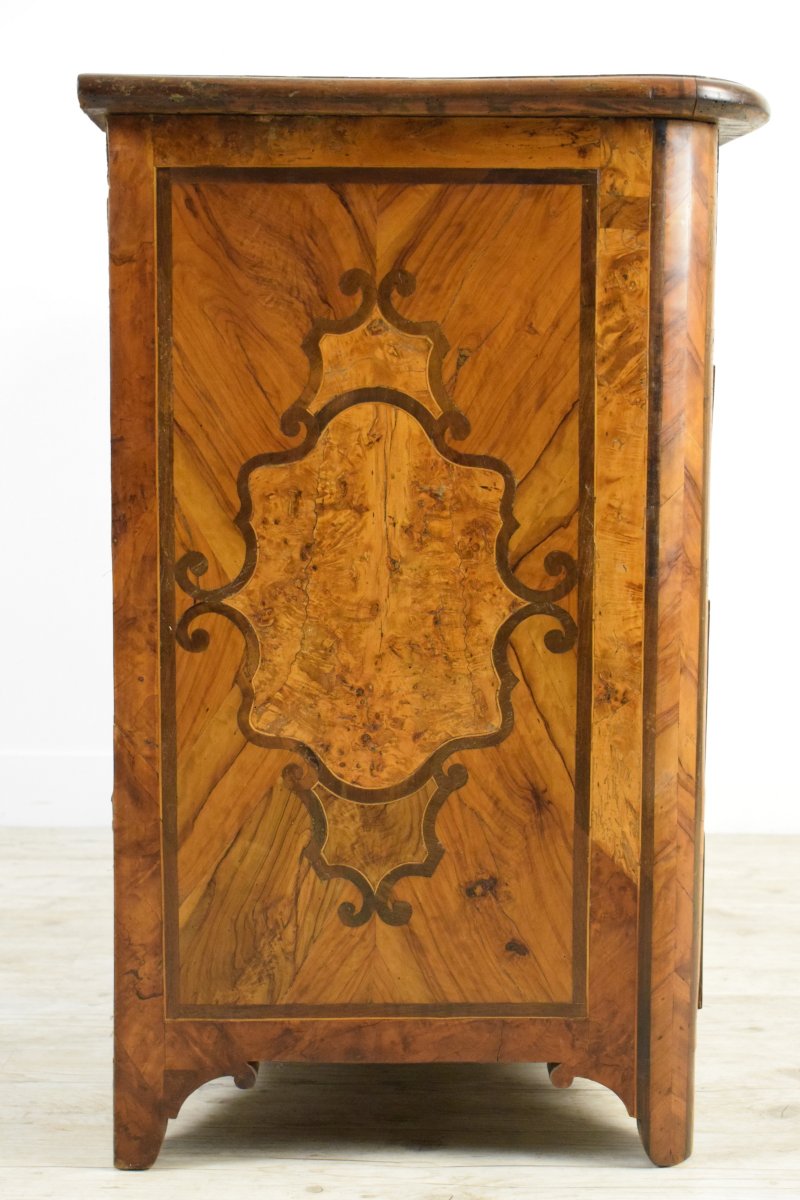 Commode Italienne Pavée En Bois D’olivier Et Marquetée, XVIIIe Siècle-photo-1