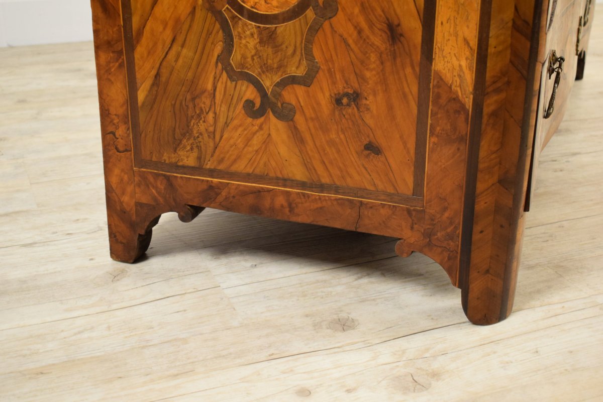 Italian Olive Wood Paved And Inlaid Cest Of Drawers, 18th Century-photo-3