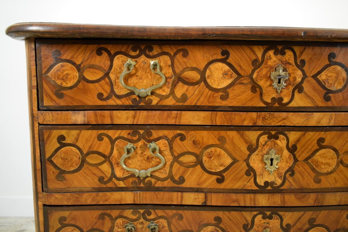 Italian Olive Wood Paved And Inlaid Cest Of Drawers, 18th Century-photo-5