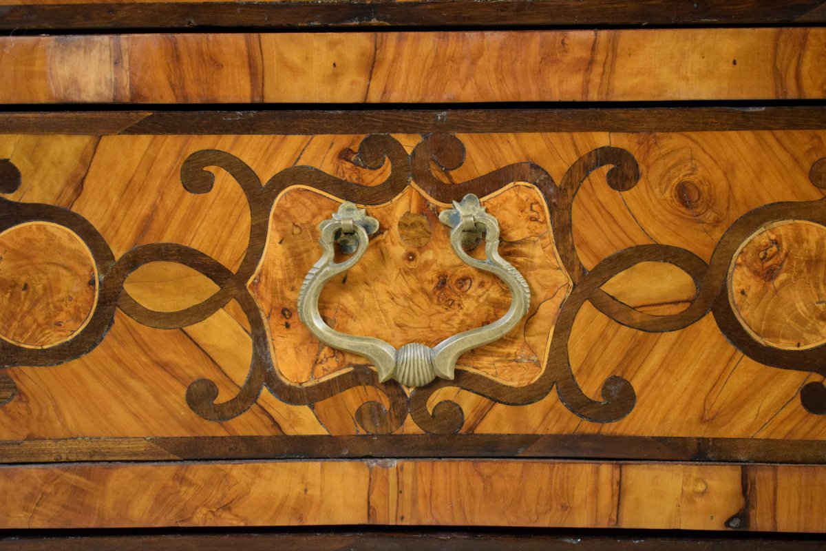 Italian Olive Wood Paved And Inlaid Cest Of Drawers, 18th Century-photo-6