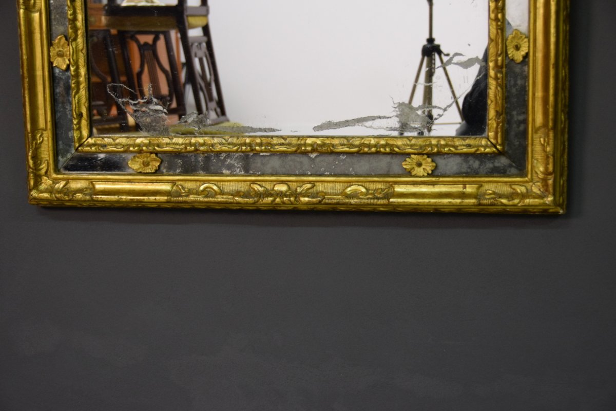 18th Century, Italian Rectangular Mirror With Carved And Gilt Wood Frame-photo-3