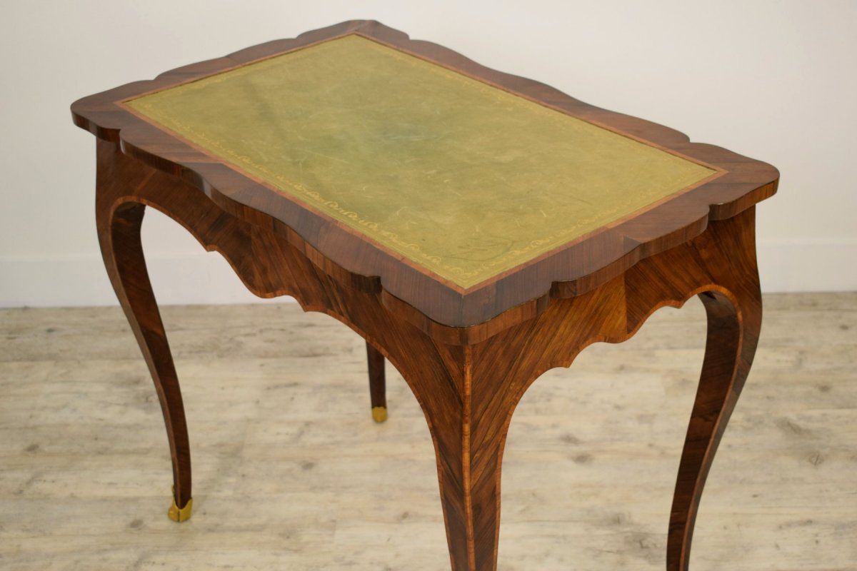 18th Paved And Inlaid Wood Italian Luois XV Writing Desk-photo-6