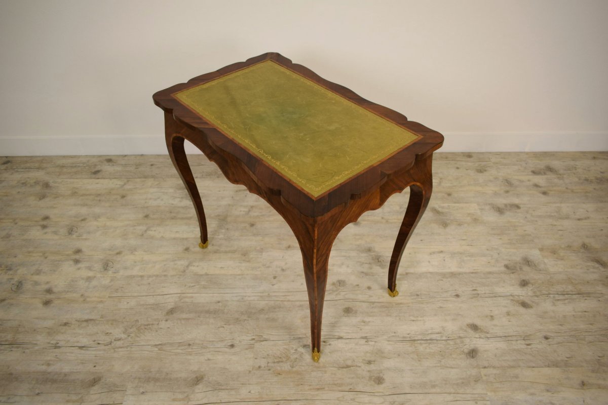 18th Paved And Inlaid Wood Italian Luois XV Writing Desk-photo-7