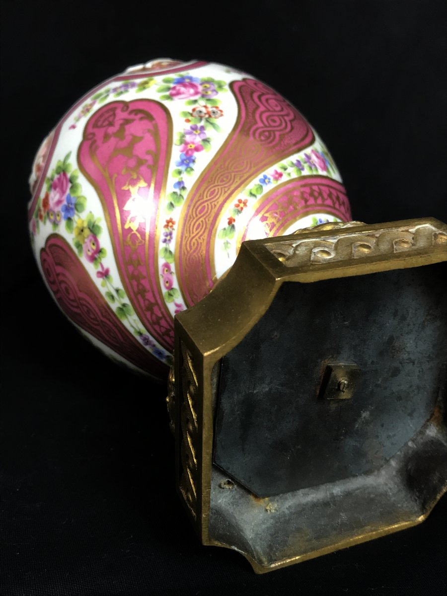 19th Century Polychrome Porcelain And Gilded Bronze Francia Louis XVI Style Perfume Burner -photo-1