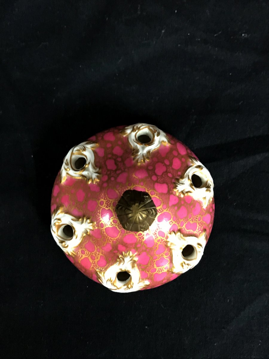 19th Century Polychrome Porcelain And Gilded Bronze Francia Louis XVI Style Perfume Burner -photo-5