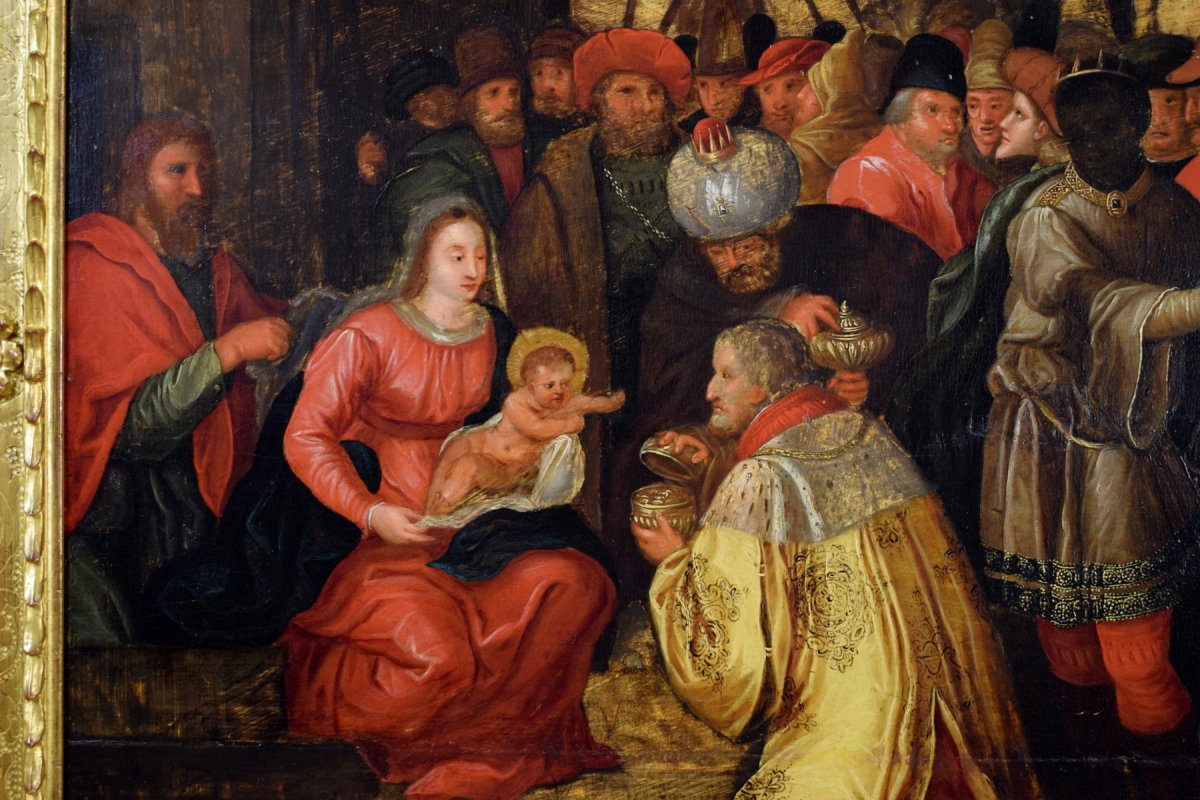 Adoration Des Mages, Frans Franken III Et Aides, Huile Sur Table, XVIIe Siècle, Flandre-photo-4