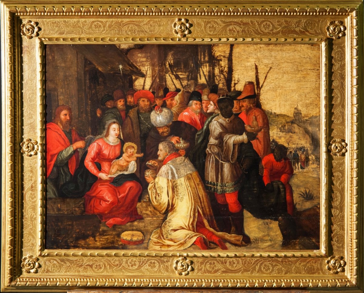 Adoration Des Mages, Frans Franken III Et Aides, Huile Sur Table, XVIIe Siècle, Flandre