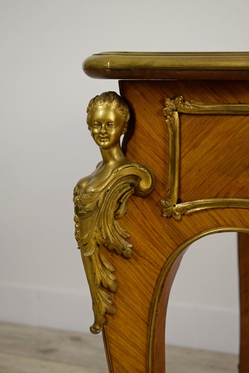 19th Century, French Louis XV Style Wood Centre Desk With Gilt Bronze -photo-8