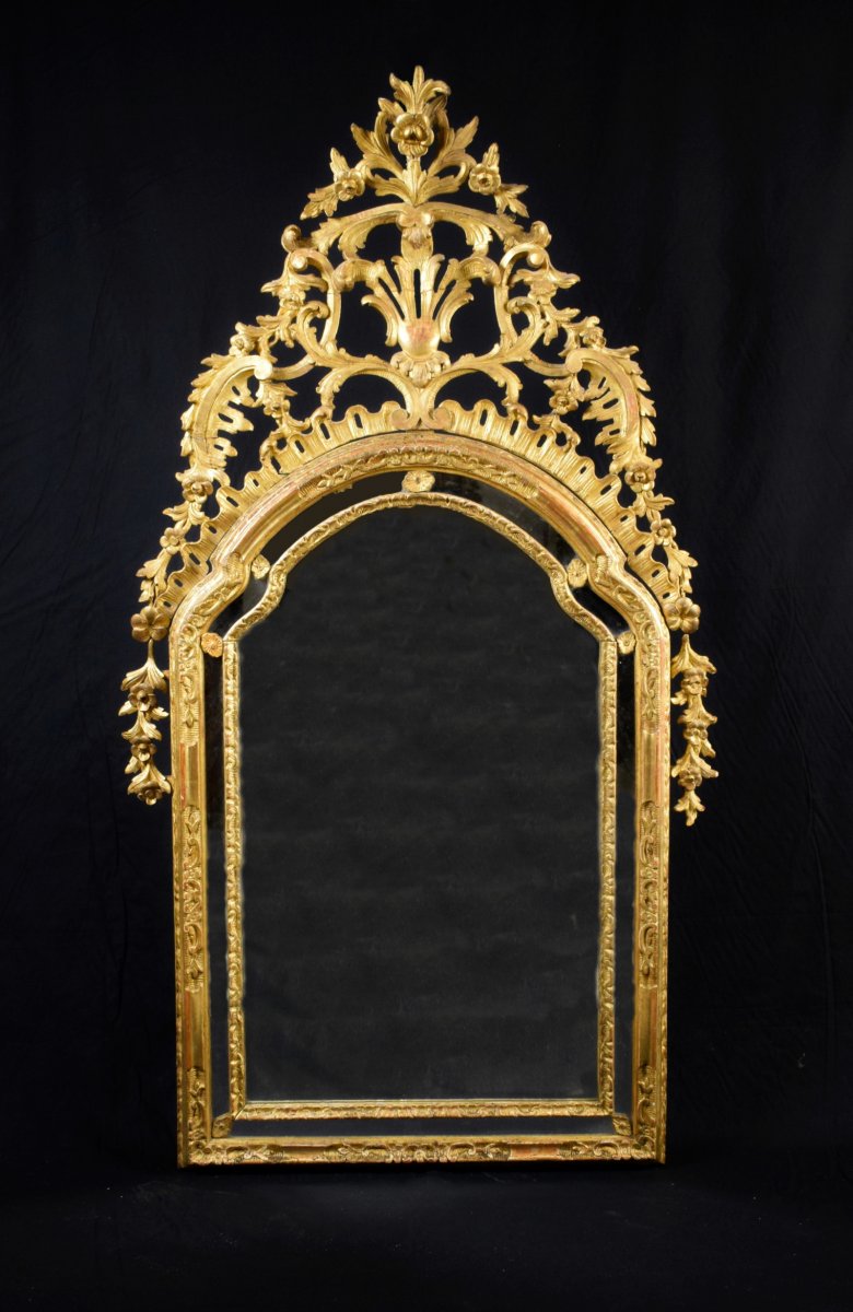 Miroir En Bois Finement Sculpté Et Doré, Piémont, XVIIIe Siècle