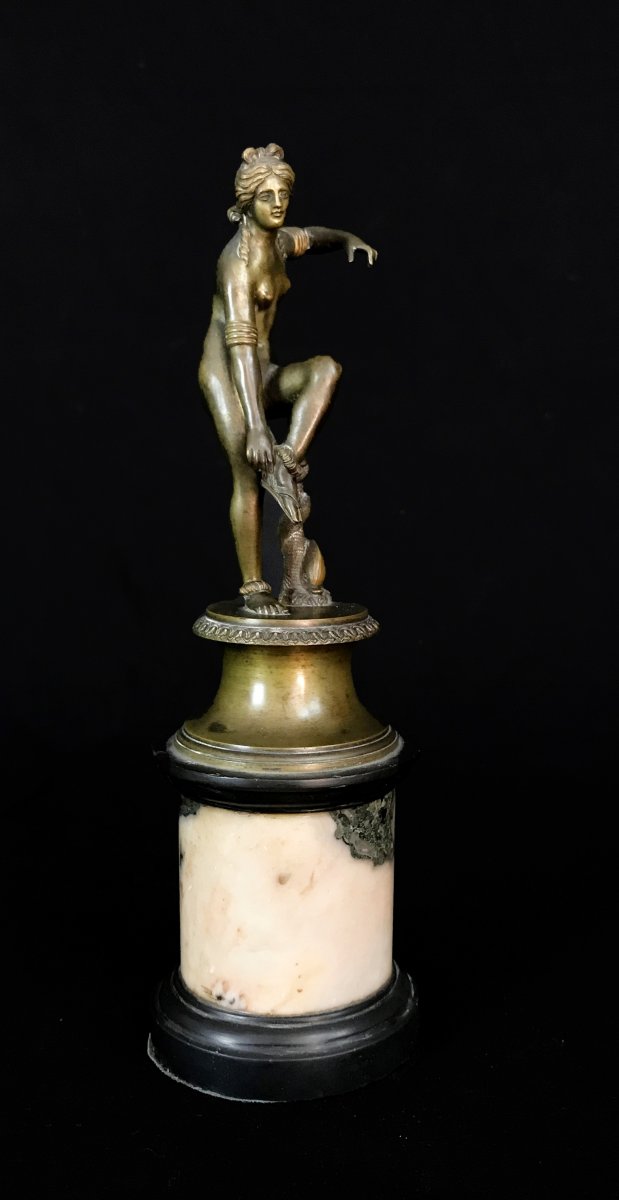 18th Century, Italian Bronze Sculpture With Venus Removing Her Sandal