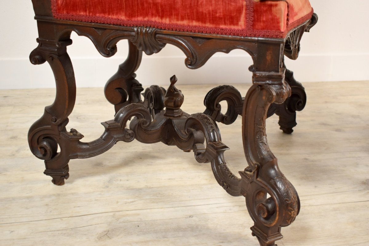 Paire De Grandes Fauteuils En Bois, Italie Venise, XIXe Siècle-photo-5
