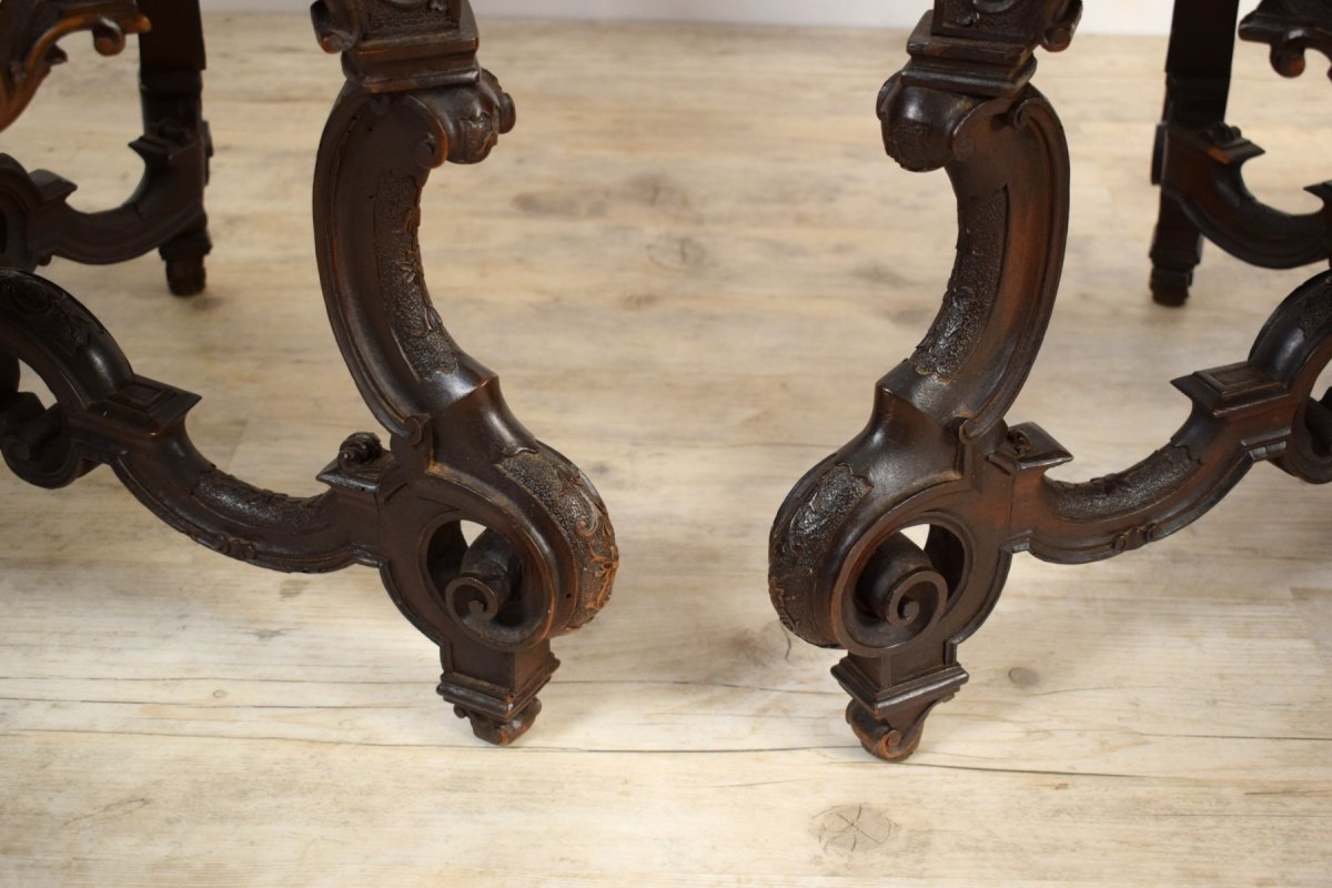 Paire De Grandes Fauteuils En Bois, Italie Venise, XIXe Siècle-photo-6