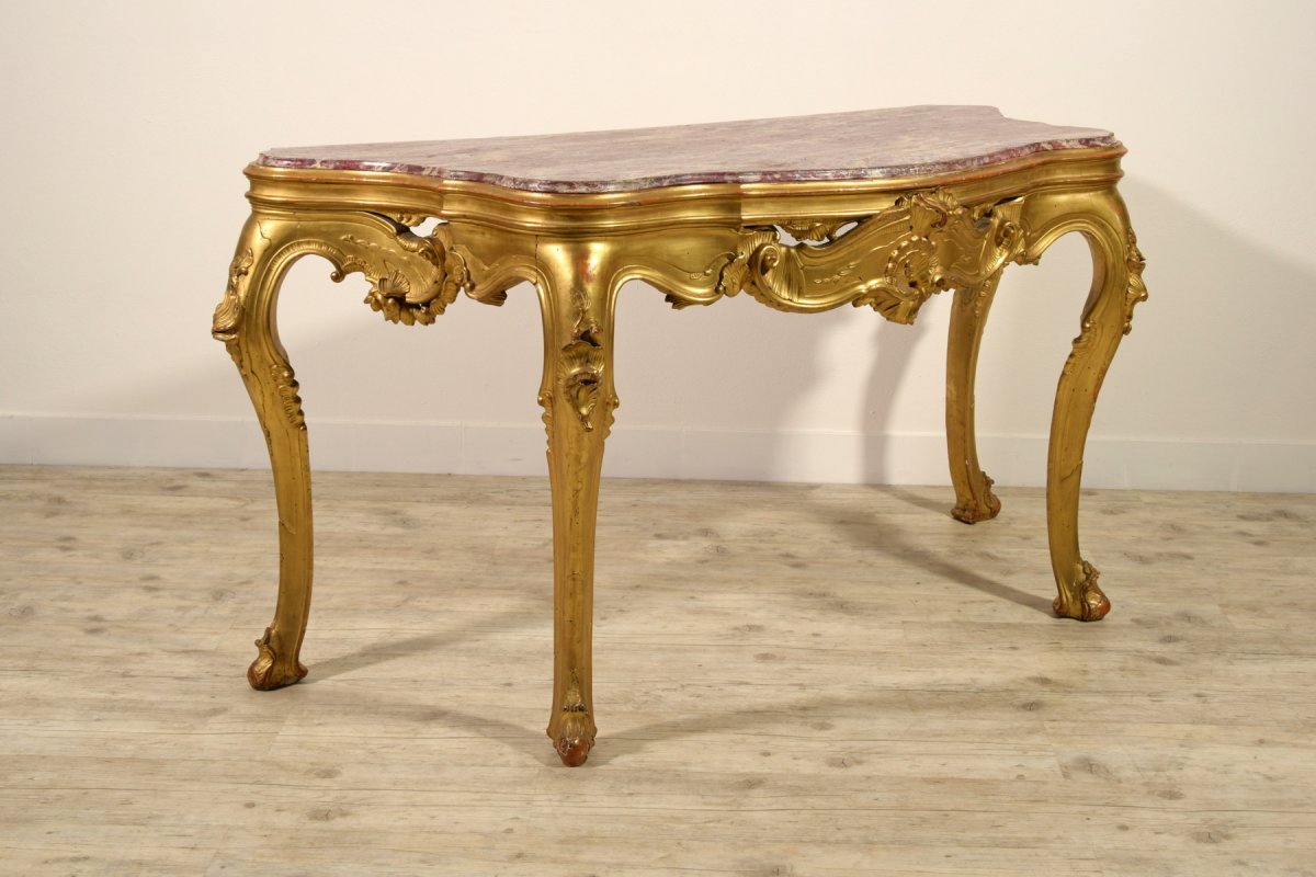 Venetian Console In Carved And Gilded Wood, XIXth Century-photo-2
