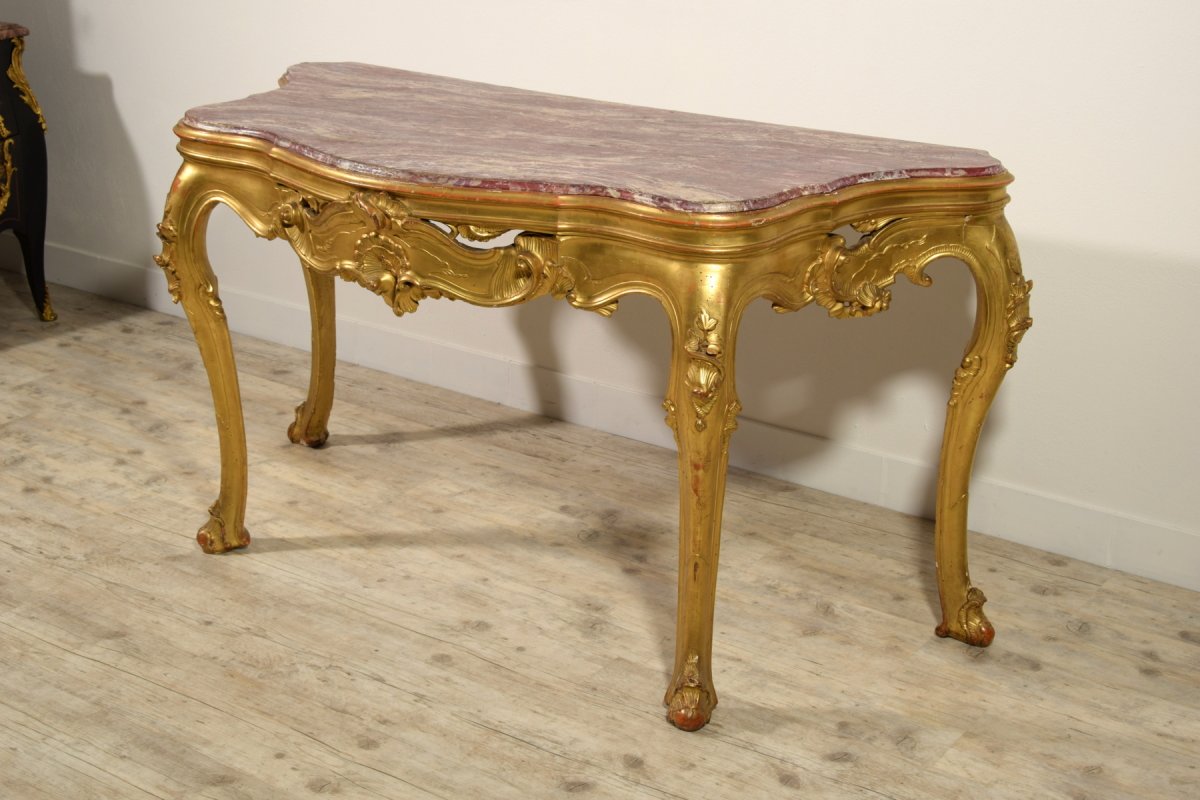 Venetian Console In Carved And Gilded Wood, XIXth Century-photo-3