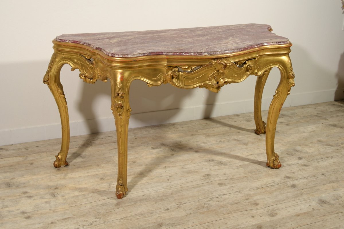 Venetian Console In Carved And Gilded Wood, XIXth Century-photo-4