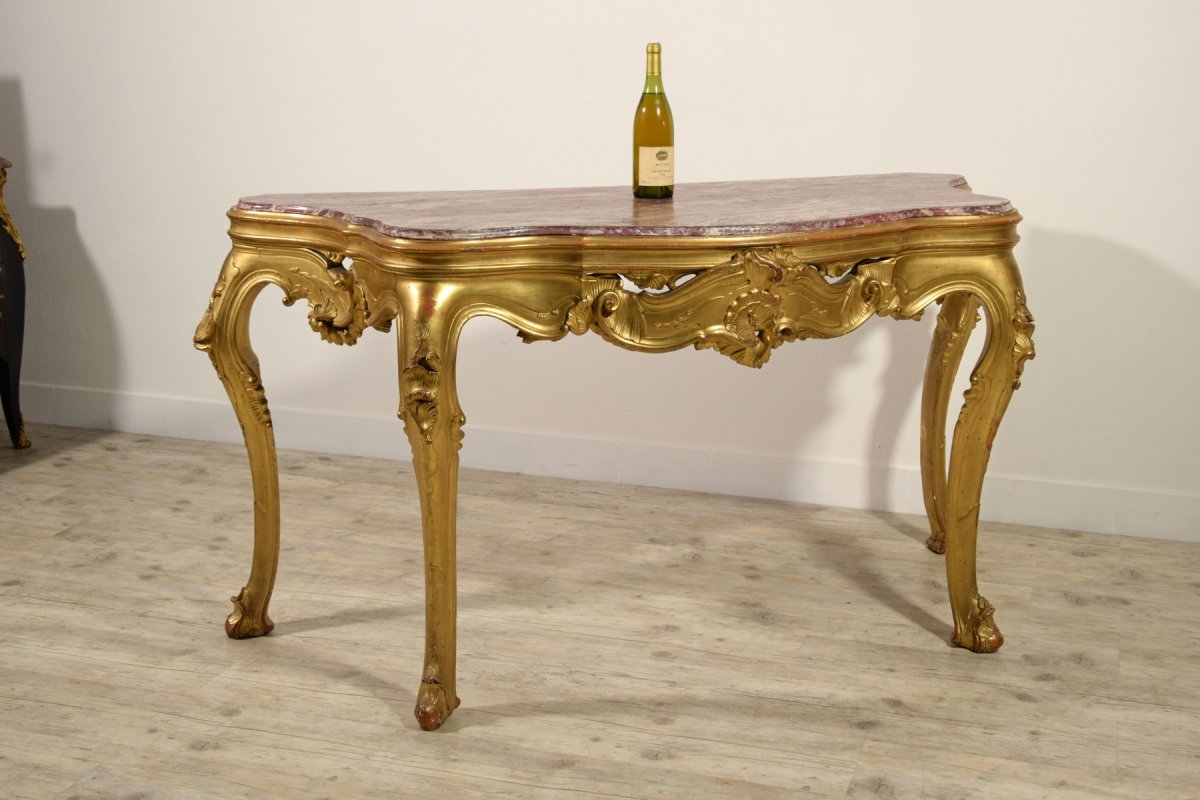 Venetian Console In Carved And Gilded Wood, XIXth Century-photo-8