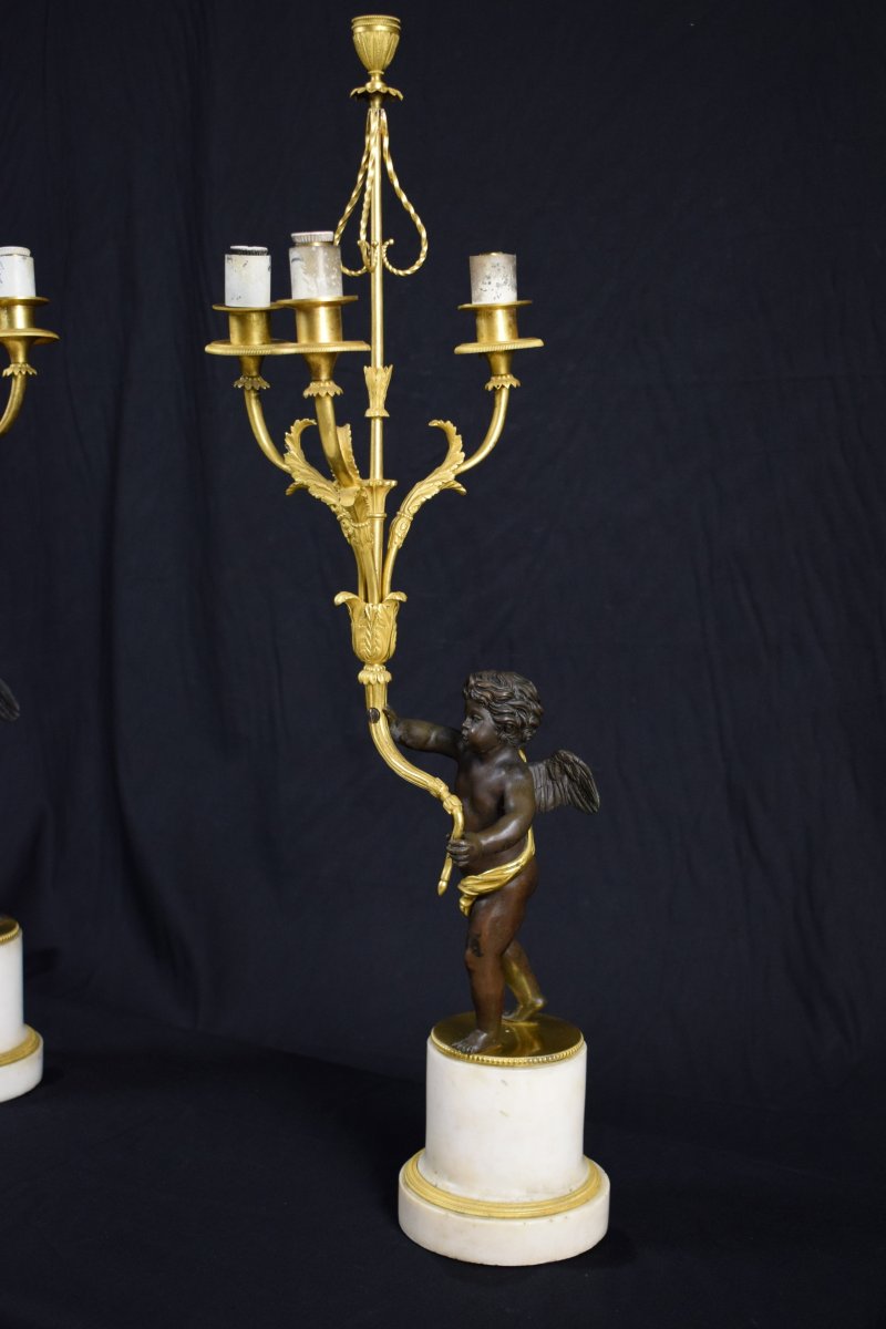 18th Century, Pair Of French Gilded Bronze Candlesticks-photo-3