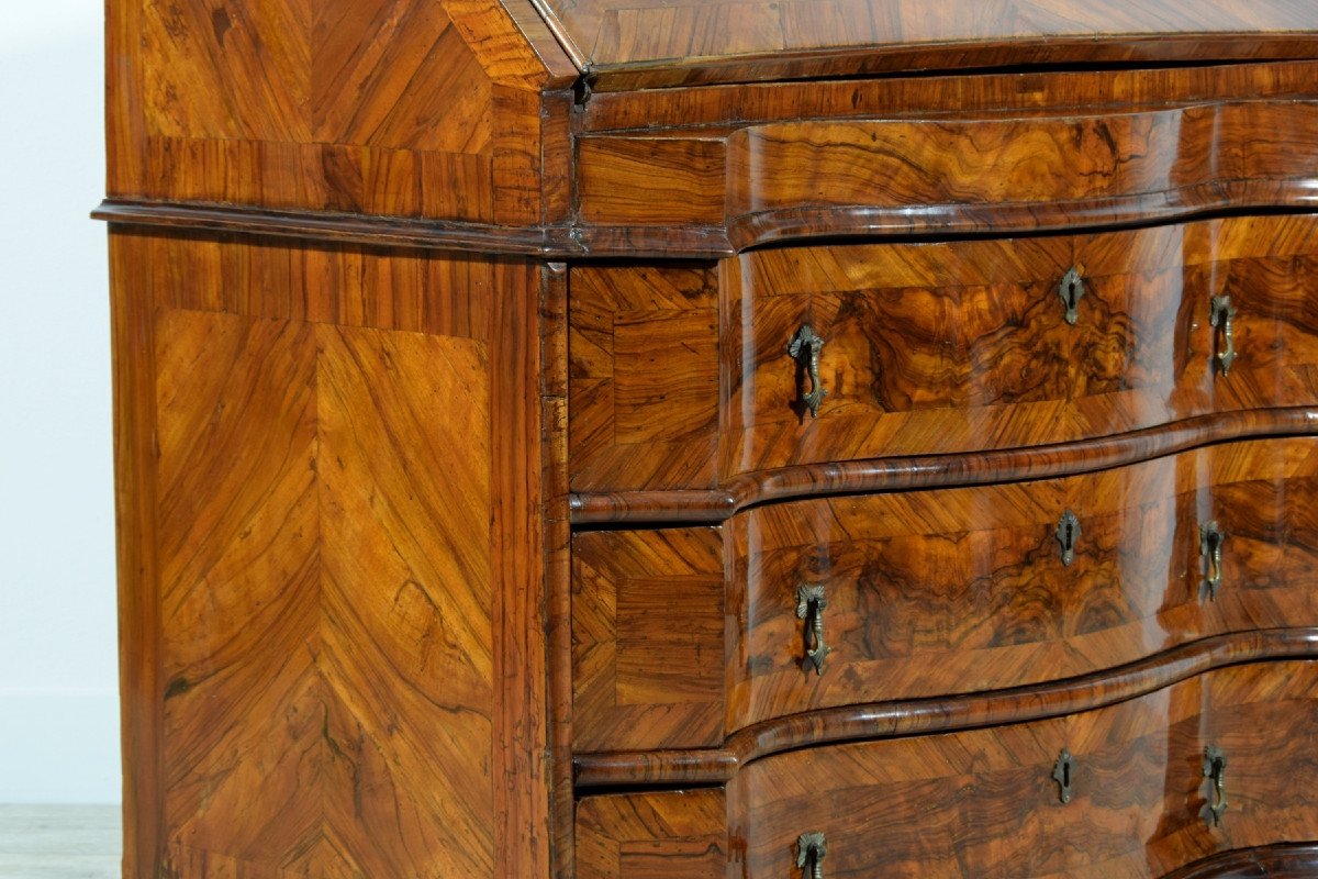 18th Century, Italian Walnut Wood Chest Of Drawers With Secretaire -photo-3