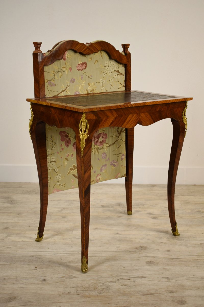 18th Century, French Louis XV Center Writing Desk With Sliding Shade-photo-3