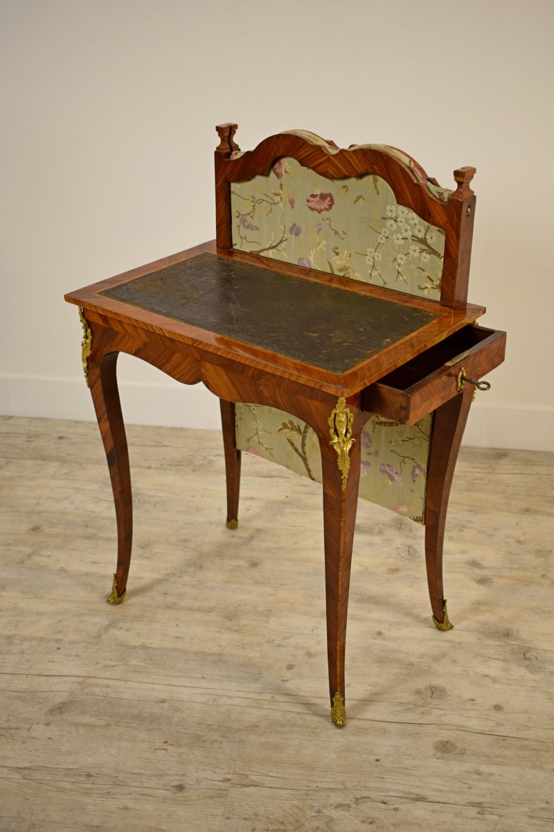 Bureau Plat De Centre En Bois Et Bronzes Dorés Avec Pare-lumière, France XVIIIe Siècle-photo-6
