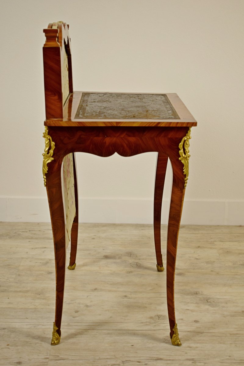 18th Century, French Louis XV Center Writing Desk With Sliding Shade-photo-7