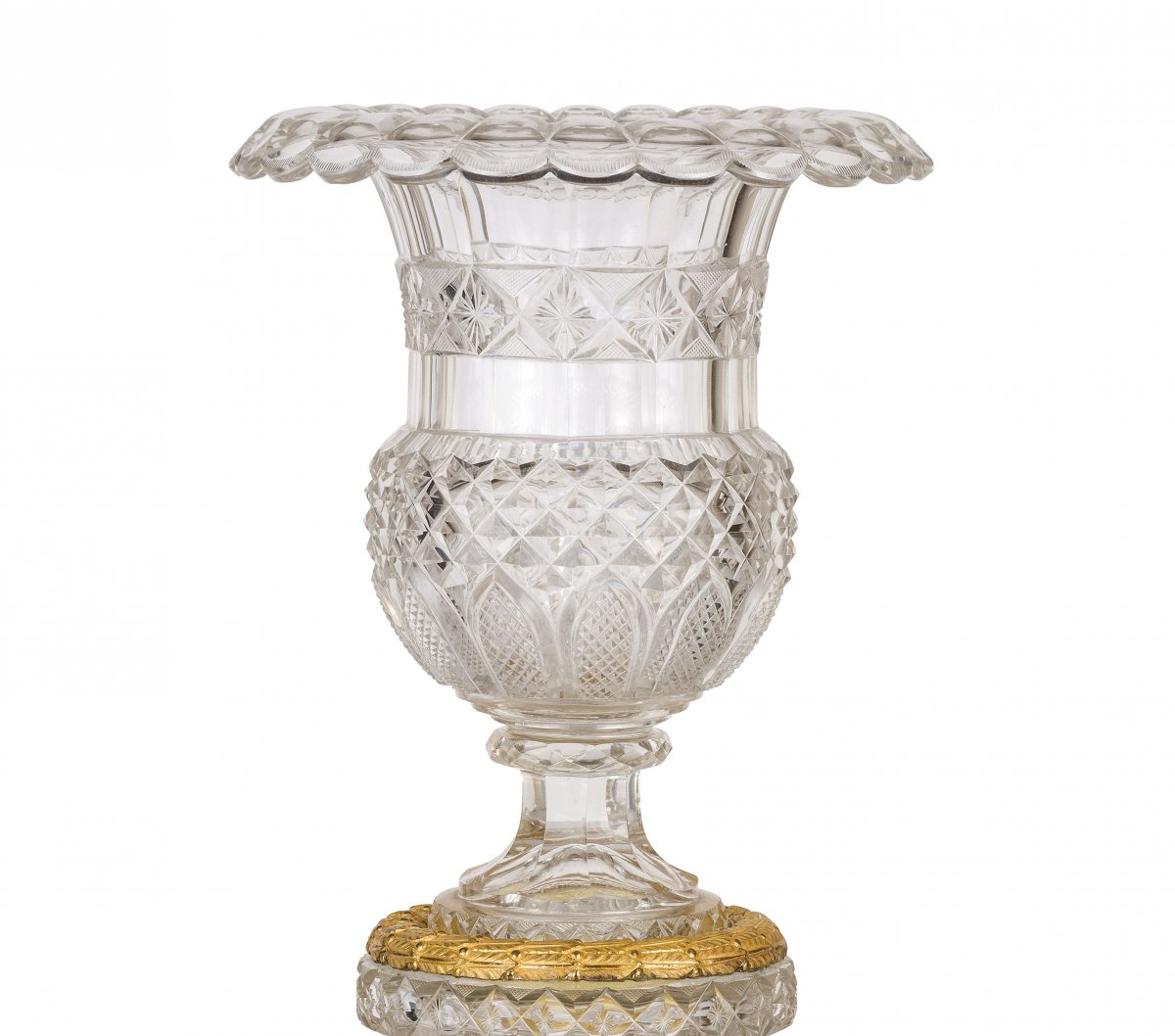 Vase Central En Cristal Meulé Et Bronze Doré, France, Début XIXe Siècle-photo-2