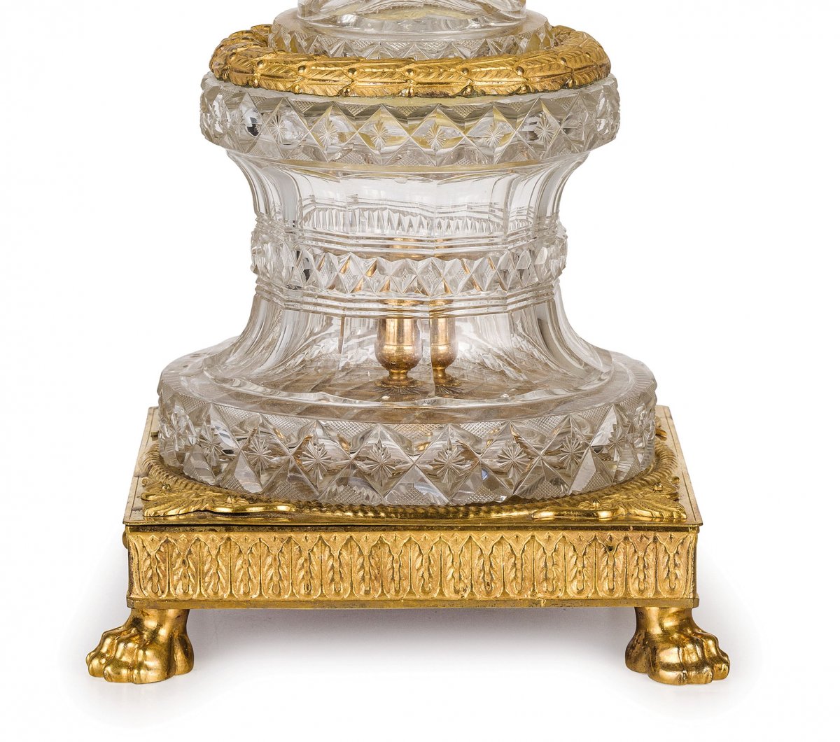 Vase Central En Cristal Meulé Et Bronze Doré, France, Début XIXe Siècle-photo-3