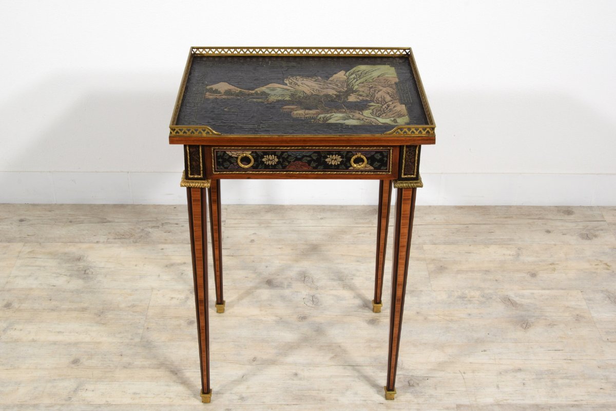 Elegant Wood Coffee Table, Chinoiserie Lacquer And Gilt Bronze Applications, 19th Century France-photo-5