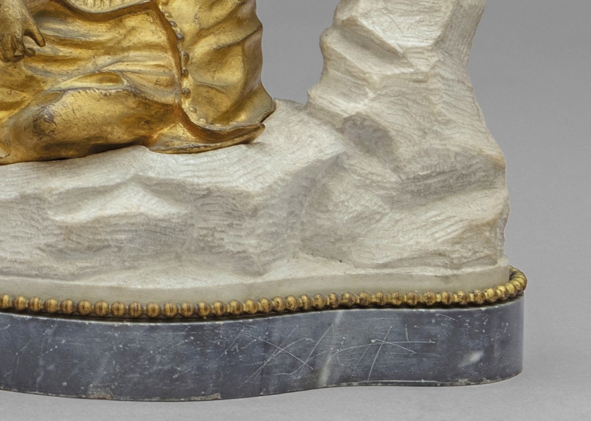 18th Century Pair Of French Gilt Bronze Sculptures On Marble Base Representing Chinese Figures -photo-3