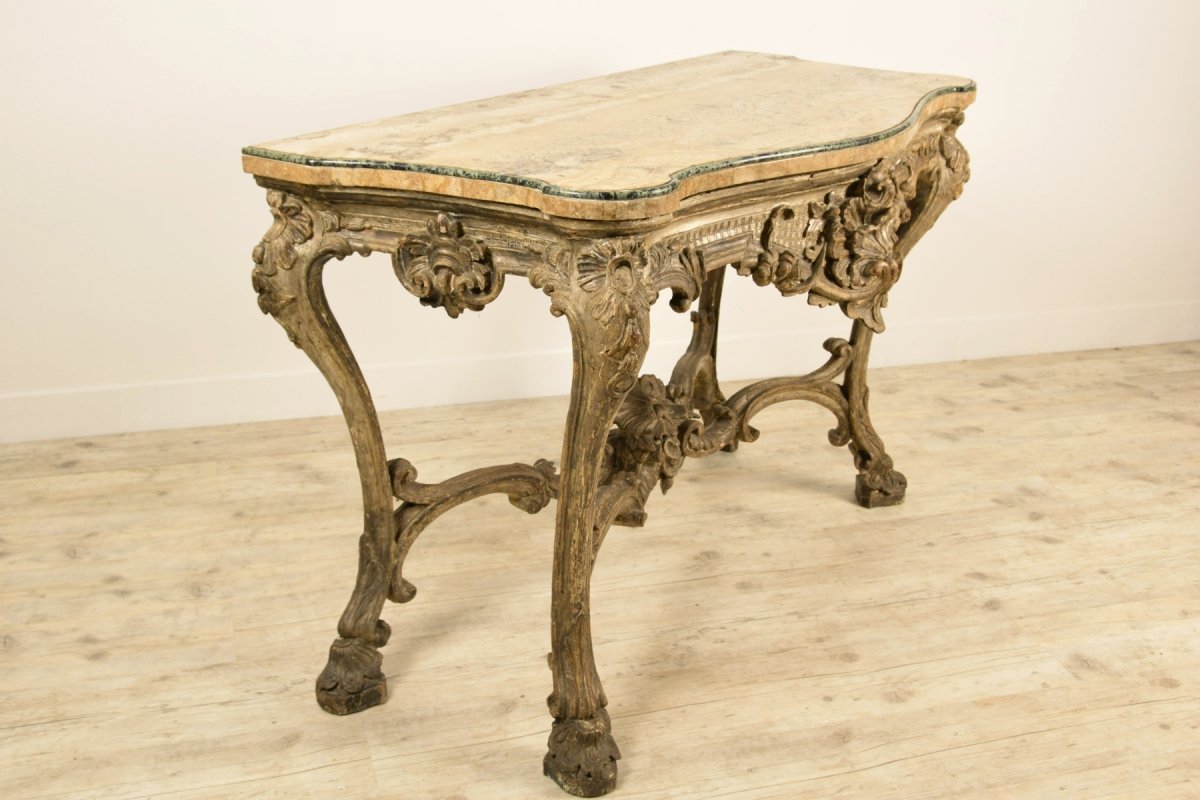 18th Century, Italian Carved And Silvered Wood Consolle-photo-5