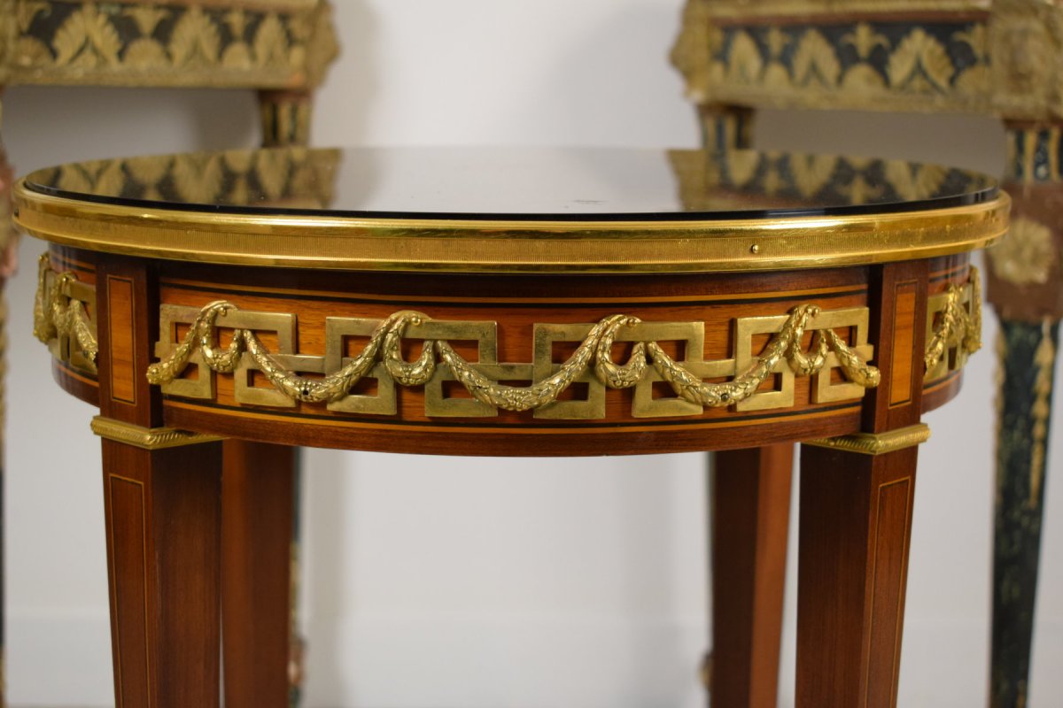 19th Century, French Wood Louis XVI Style Coffee Table -photo-1