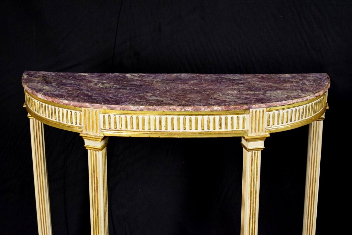 18th Century, Pair Of Italian Neoclassical Lacquered And Giltwood Consoles -photo-2