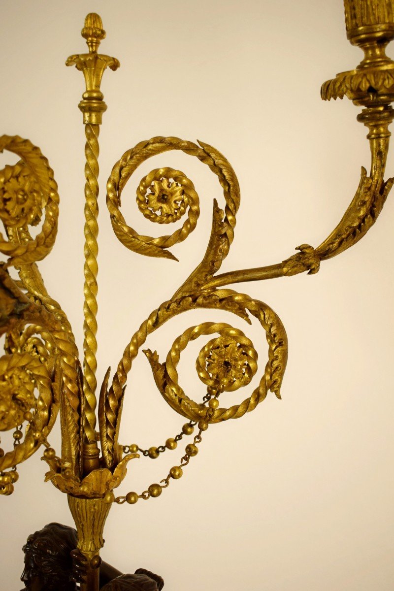 Large Candelabra In Gilt Bronze-photo-4