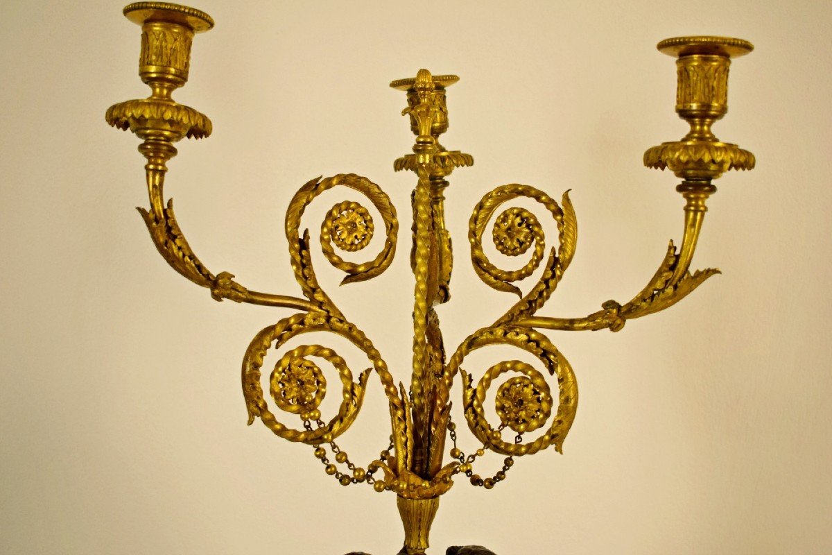 Grand Chandelier En Bronze Doré-photo-7