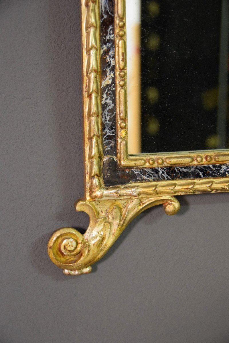 18th Century, Pair Of Italian Neoclassical Carved And Gilded Wood Mirrors-photo-6