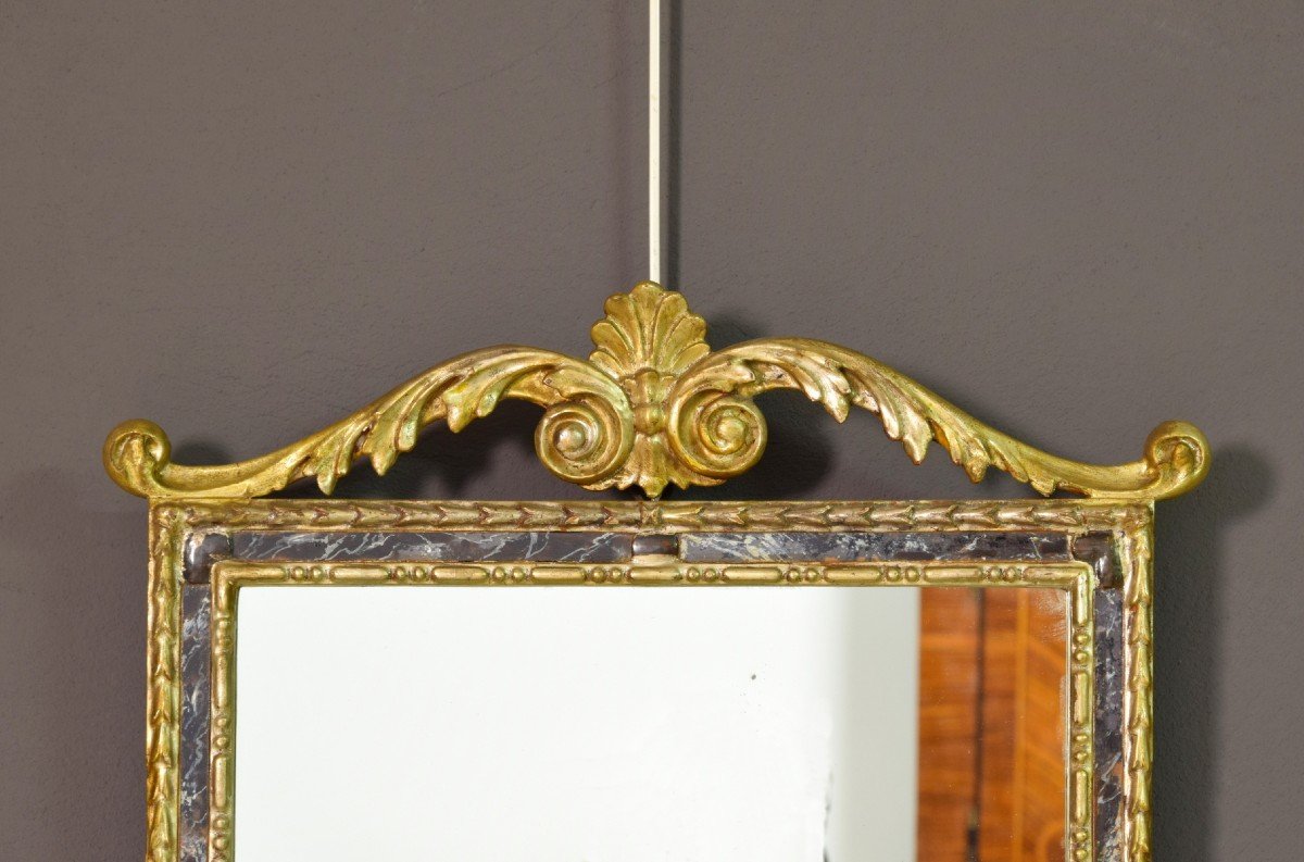 18th Century, Pair Of Italian Neoclassical Carved And Gilded Wood Mirrors-photo-8