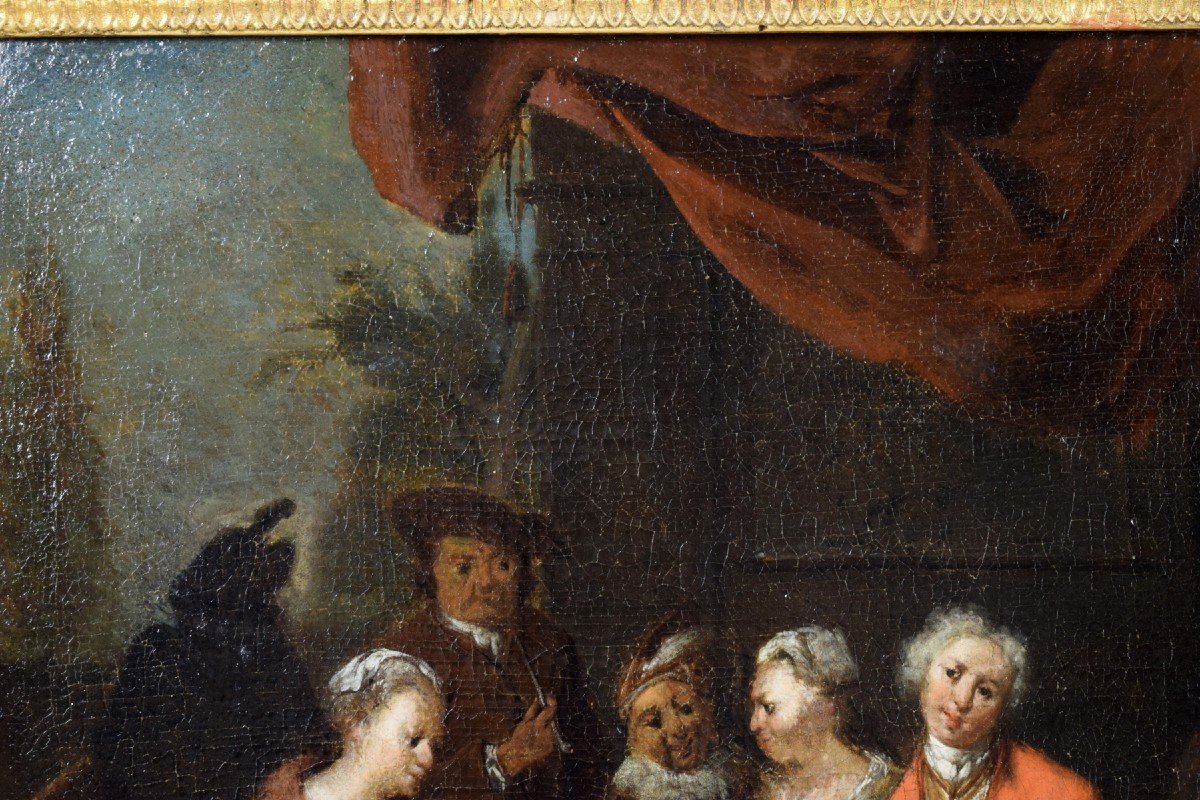 18th Century, Flemish Painting With Banquet And Dance Scene By Jan Baptist Lambrechts-photo-5