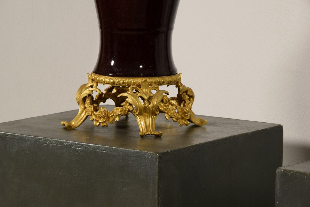 Pair Of Lamps Composed Of Chinese Ceramic Vase And Gilt Bronze Frame, France 19th Century-photo-7