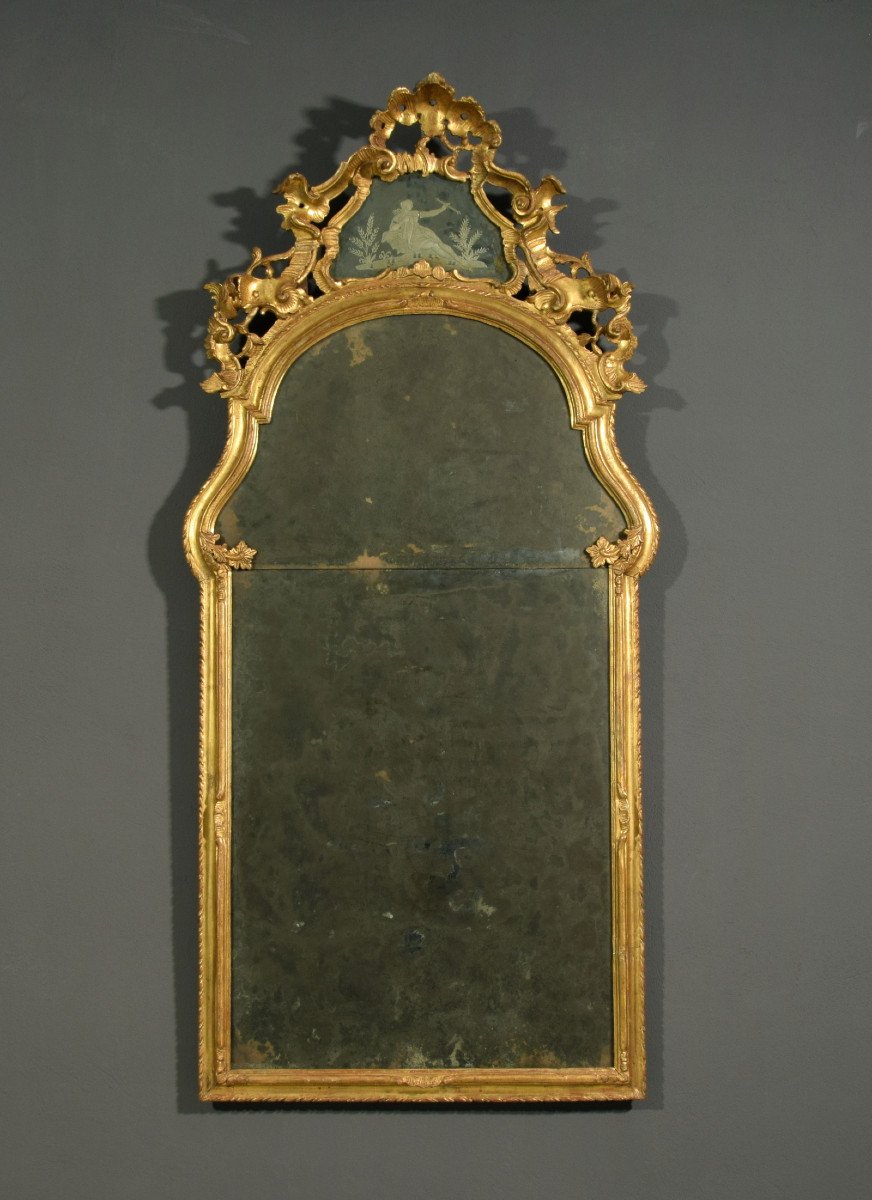 Miroir En Bois Sculpté Et Doré, Venise (italie), XVIIIe Siècle-photo-7